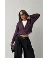 Kadın Mürdüm 3’lü Yapışık Set Body ve Kolyeli Gömlek