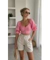 Kadın Şık Düğmeli Crop Gömlek