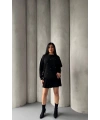 Kadın Siyah İnci Taş İşlemeli Kazak Etek Alt Üst İkili Triko Takım