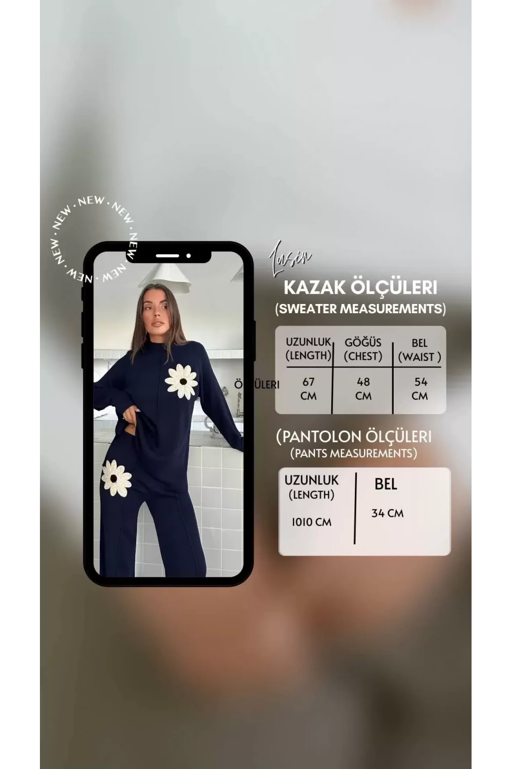 Kadın Kahverengi Yarım Balıkçı Yaka Kazak Pantolon Alt Üst Triko Takım