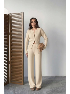 Kadın Antrasit Cıtcıt Detaylı Hırka Pantolon Alt Üst İkili Triko Takım (S/M Beden)