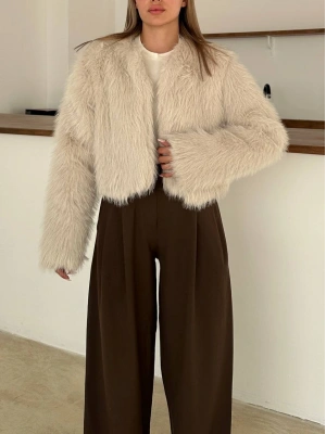 Kadın Premium Kalite Astarlı Kısa kürk Ceket