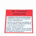ETİKET (DİREKSİYON POMPA) BEYAZ UZEL 265, 275, 285