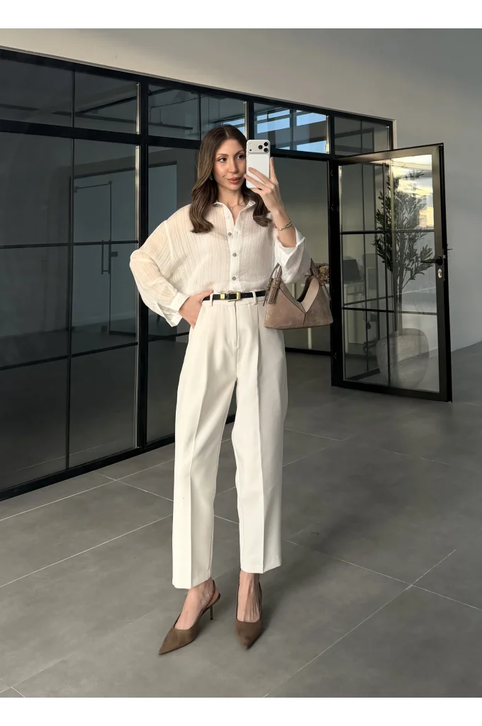 Oversize Transparan Beyaz Gömlek