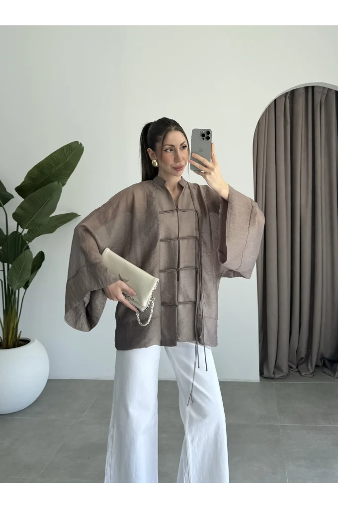 Çin Düğmeli Bronz Gömlek Kimono