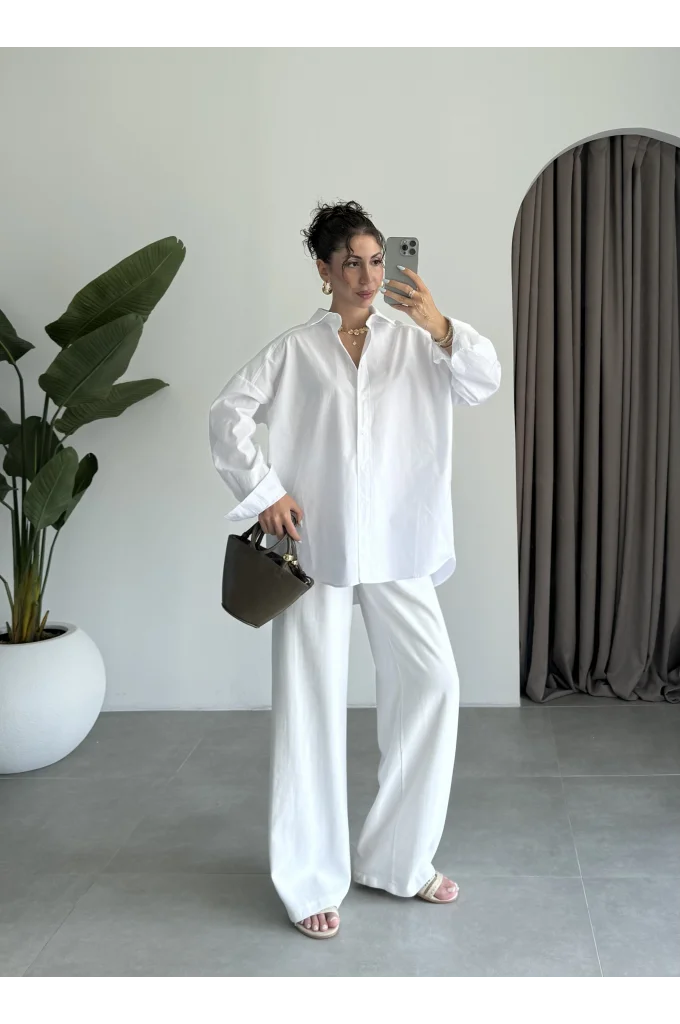 Yale Oversize Poplin Beyaz Gömlek