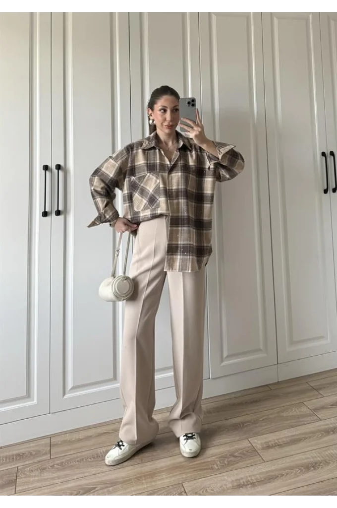 Yüksekbel Palazzo Taş Kumaş Pantolon