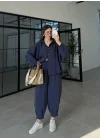 Tensel Oversize Lacivert Şalvar Takım