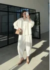 Tensel Oversize Beyaz Şalvar Takım