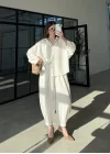 Tensel Oversize Beyaz Şalvar Takım