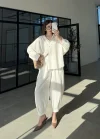Tensel Oversize Beyaz Şalvar Takım