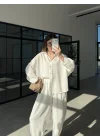 Tensel Oversize Beyaz Şalvar Takım
