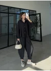 Tensel Oversize Siyah Şalvar Takım