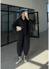 Tensel Oversize Siyah Şalvar Takım