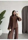Asimetrik Kesim Marve Premium Kahve Takım
