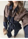 Çift Renk Denim Ceket Pantolon Takım