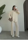 Keten Oversize Taş Gömlek Takım