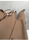 Keten Oversize Camel Gömlek Takım