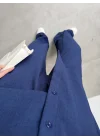 Keten Oversize Lacivert Gömlek Takım