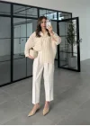 Çizgili Oversize Taş Gömlek