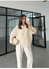 Çizgili Oversize Taş Gömlek