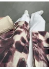 Oversize Bordo Tensel Empirme Gömlek