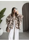 Oversize Kahve Tensel Empirme Gömlek