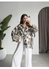 Oversize Vizon Tensel Empirme Gömlek