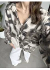 Oversize Vizon Tensel Empirme Gömlek