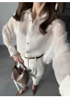 Oversize Transparan Beyaz Gömlek