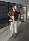 Oversize Transparan Kahve Gömlek