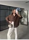 Oversize Transparan Kahve Gömlek