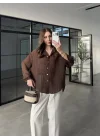 Oversize Transparan Kahve Gömlek