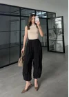 Kırışık Kumaş Siyah Şalvar Pantolon