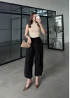 Kırışık Kumaş Siyah Şalvar Pantolon
