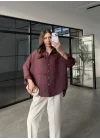 Oversize Transparan Mürdüm Gömlek