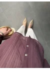 Oversize Transparan Mürdüm Gömlek