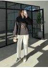 Sarah Kemerli Astarlı Siyah Trençkot