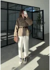 Sarah Kemerli Astarlı Haki Trençkot