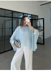 Uçuşan Pelerin Bebe Mavi Tül Bluz