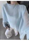 Uçuşan Pelerin Bebe Mavi Tül Bluz