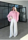 Uçuşan Pelerin Pembe Tül Bluz