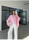 Uçuşan Pelerin Pembe Tül Bluz