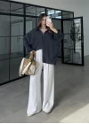 Oversize Tensel Vintage Lacivert Gömlek