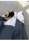 Oversize Tensel Vintage Lacivert Gömlek