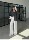 Oversize Tensel Vintage Antrasit Gömlek