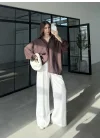 Oversize Tensel Vintage Kahve Gömlek