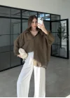 Oversize Tensel Vintage Haki Gömlek