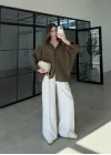 Oversize Tensel Vintage Haki Gömlek