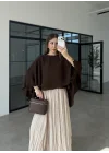 Çift Katlı Kahve Pelerin Bluz